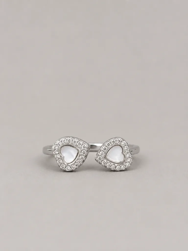 925 Silver Enamel Heart Ring for Woman – Adjustable & Elegant