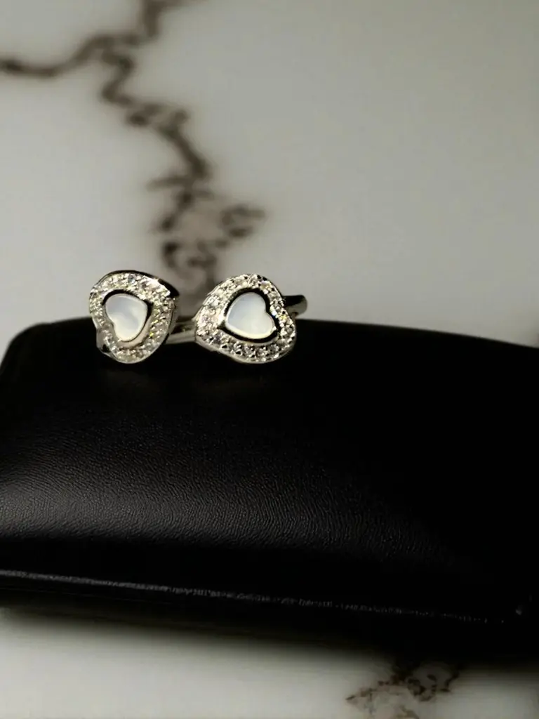 925 Silver Enamel Heart Ring for Woman – Adjustable & Elegant