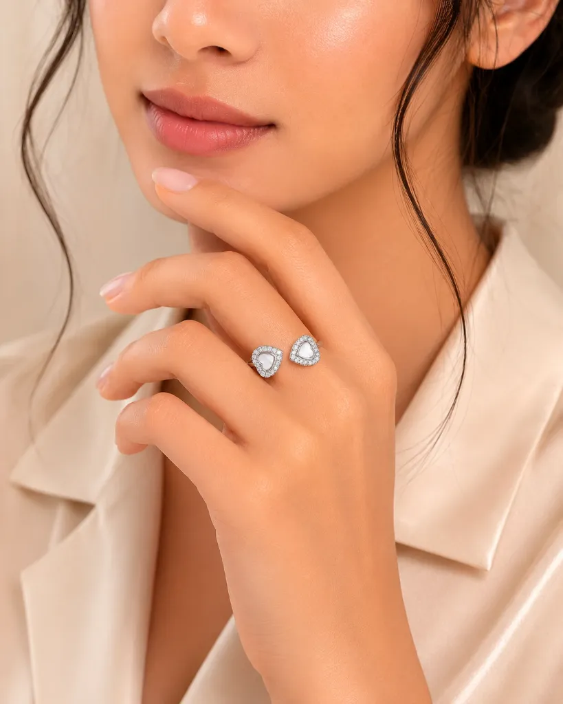 Enamel Heart Silver Ring for Women