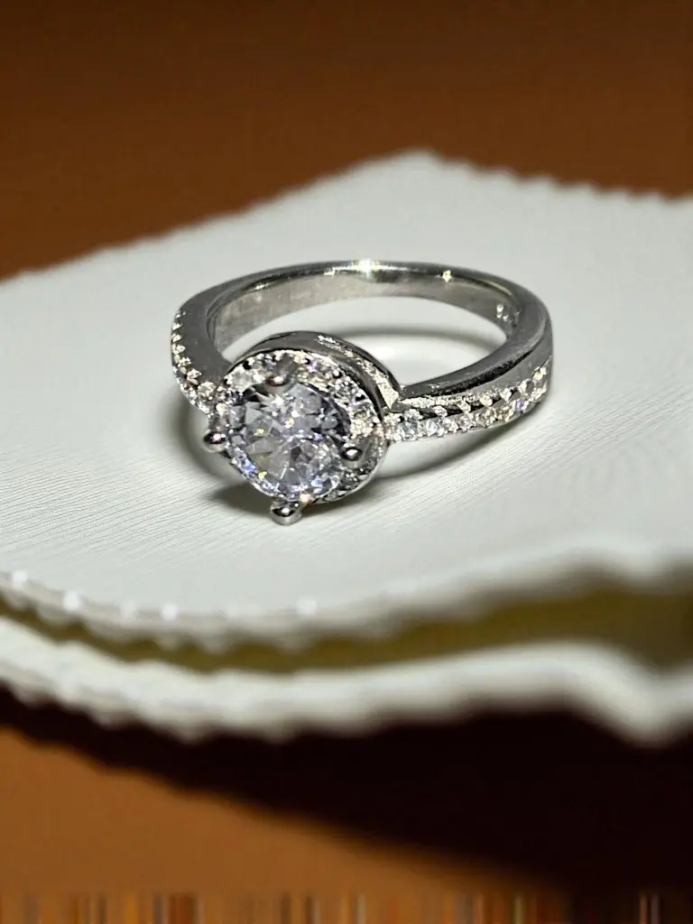 Round Solitaire Silver Ring for Women