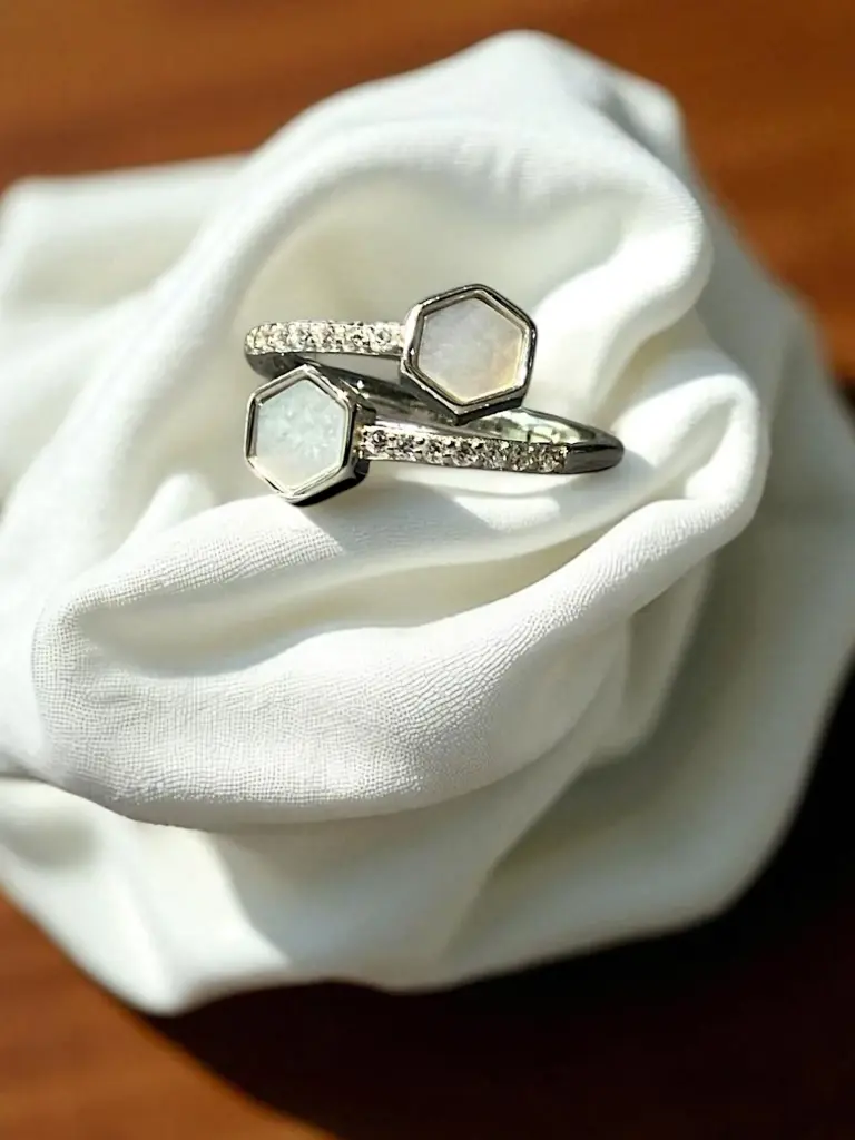 925 Silver Hexagon Adjustable Ring for Woman