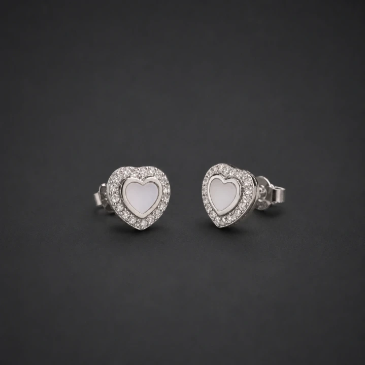 Heart Halo Stud Earrings for Women