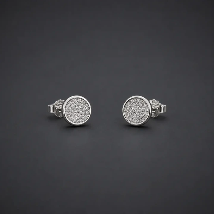 Round Pavé Crystal Stud Earrings