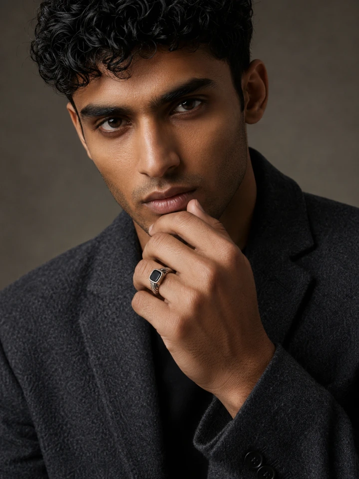 Black Stone Ring for Men