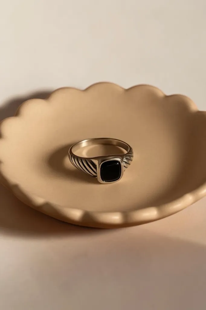 Black Stone Silver Ring for Men – Minimal & Premium