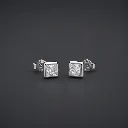 Square Solitaire Stud Earrings