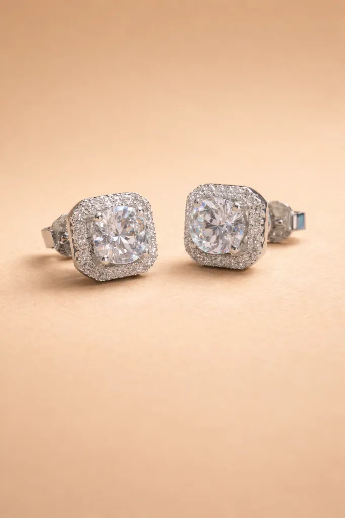 Minimalist Silver Solitaire Studs – Premium Essential
