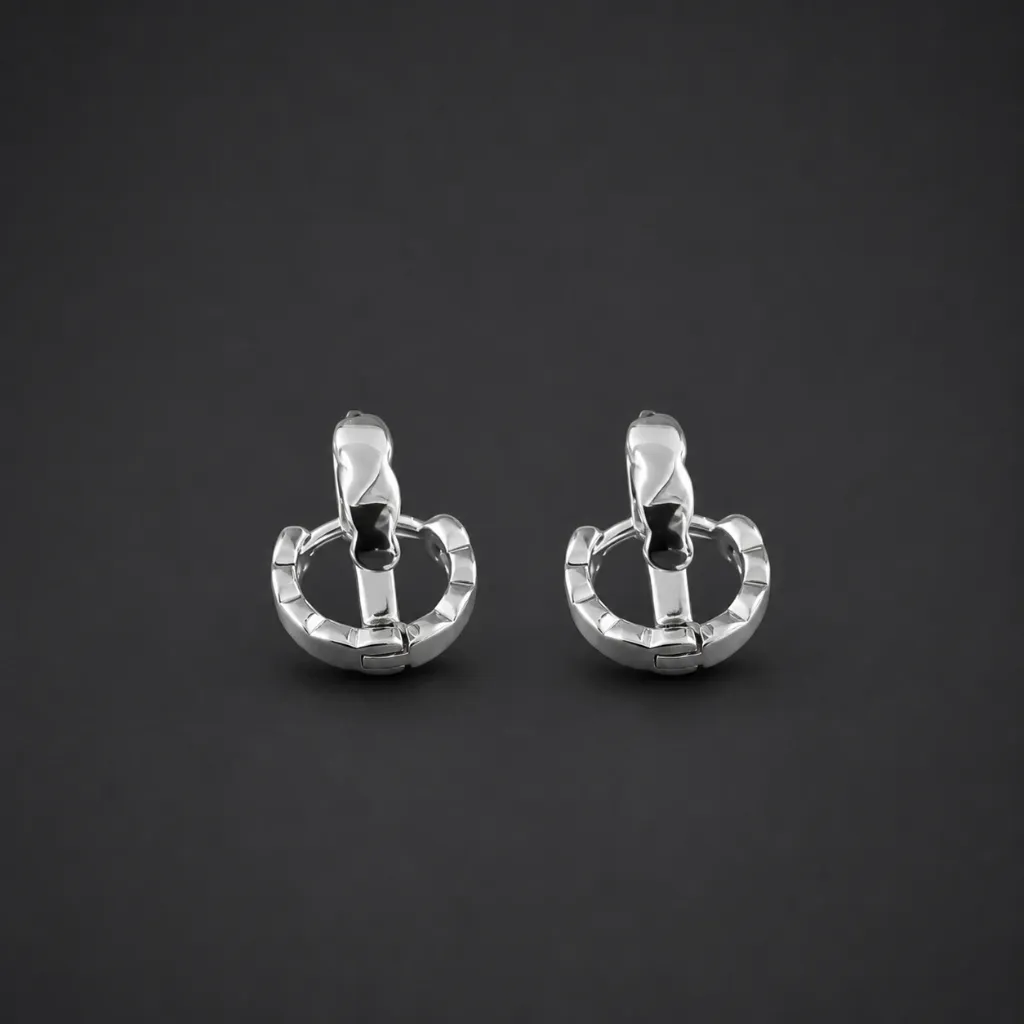 Faceted Textured Silver Bali Earrings