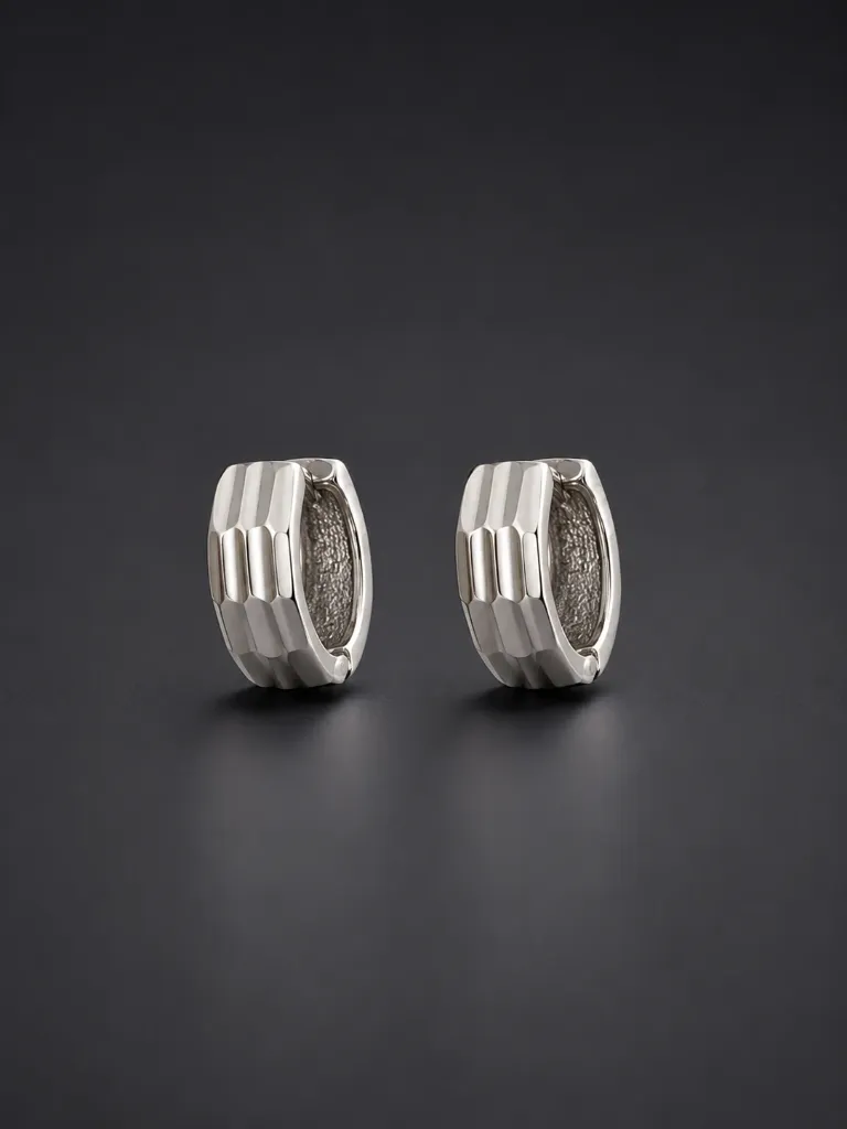 Ribbed Textured Silver Bali Earrings