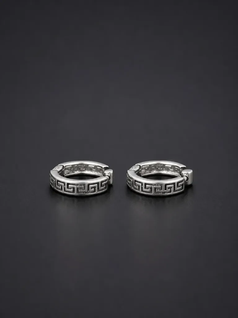 Greek Key Silver Bali Earrings