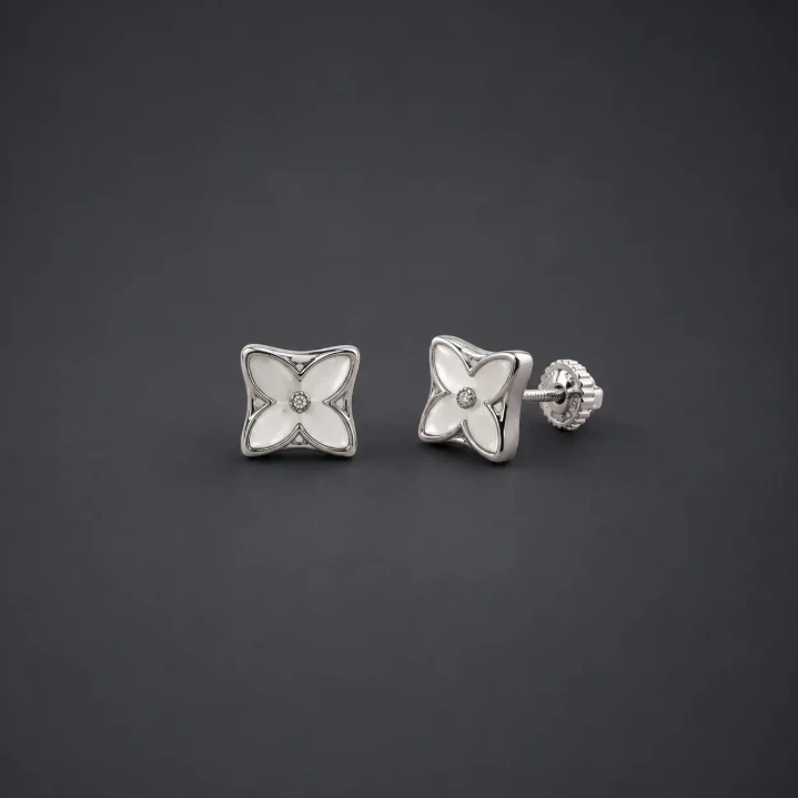 Floral Clover Stud Earrings for Women