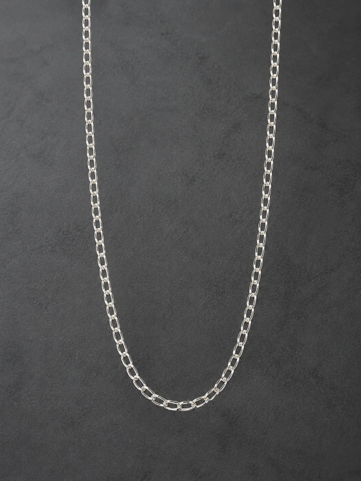 Men's Solid Link Chain in Sterling Silver