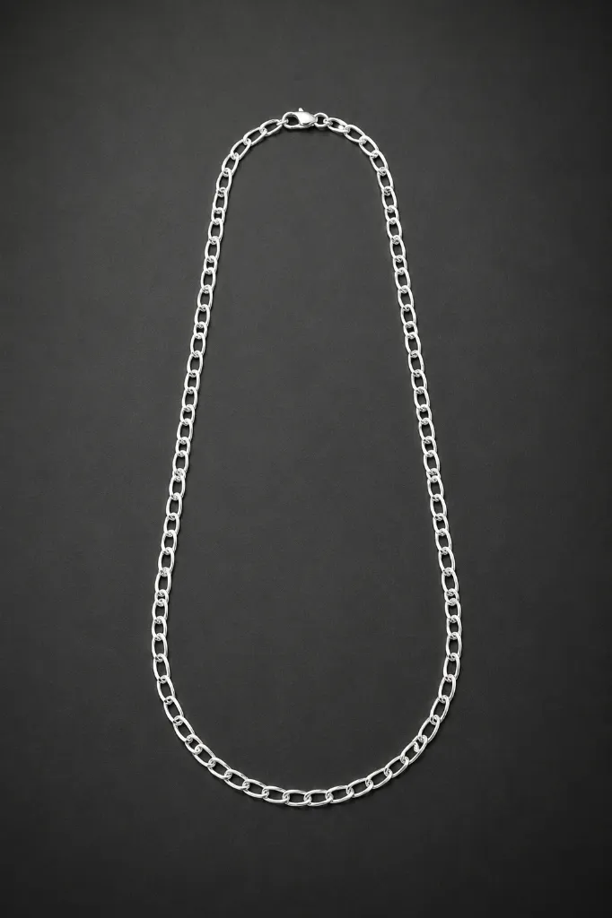 Men's Solid Link Chain in Sterling Silver