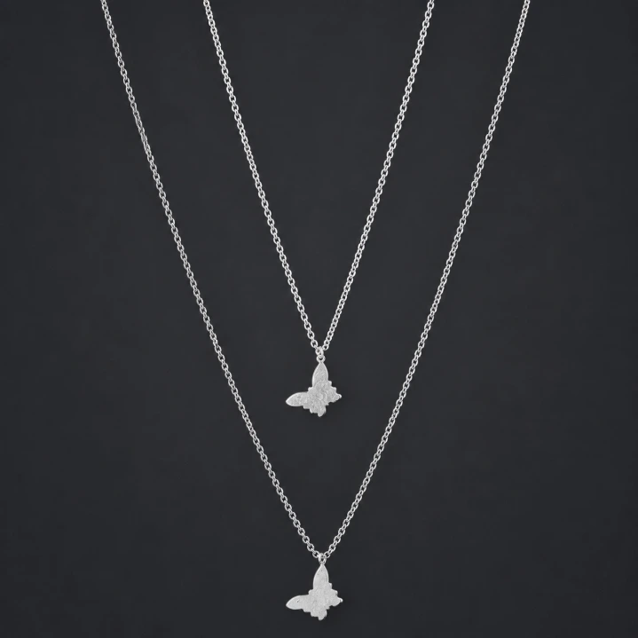 Double Butterfly Pendant Necklace for Women