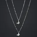 Double Butterfly Pendant Necklace for Women