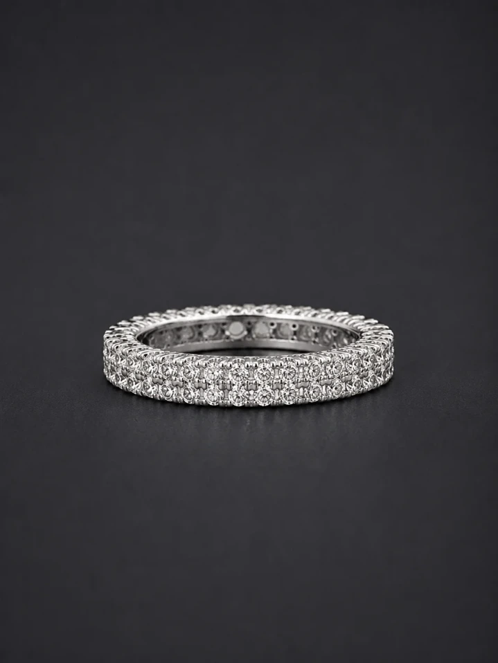 Italian Diamond Silver Band Ring for Women