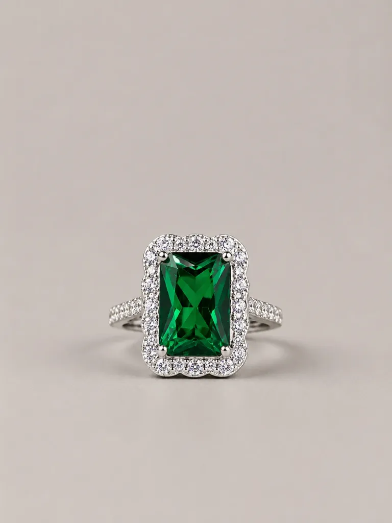 Luxury Emerald 925 Party Ring for Woman