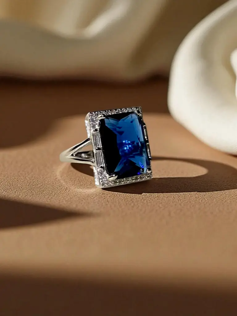 925 Silver Royal Blue Woman Stone Ring – Minimal Luxury