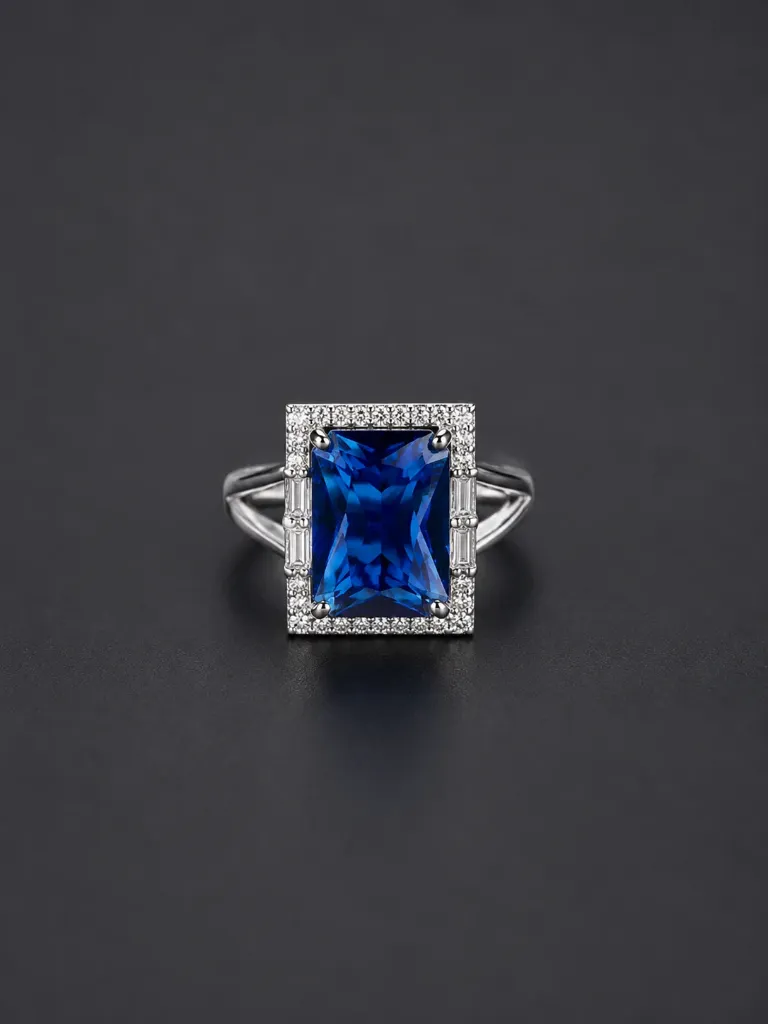 Royal Blue Stone Silver Ring for Women