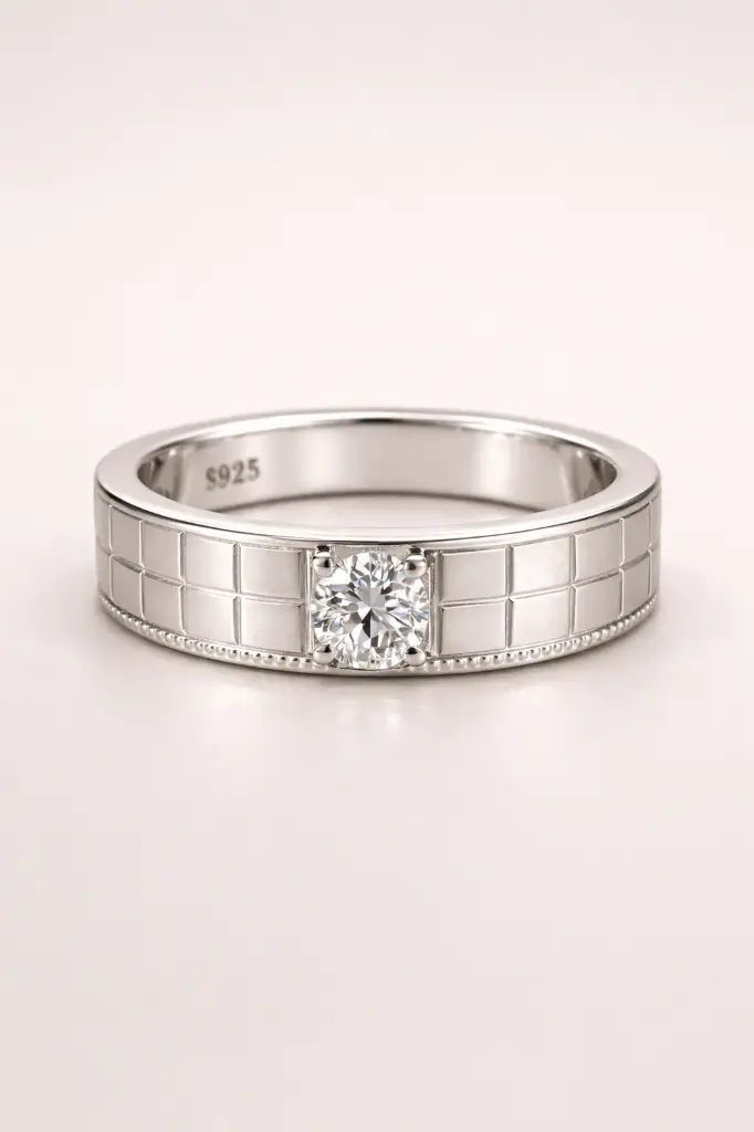 Men’s 925 Silver Classic Solitaire Ring – Understated Elegance