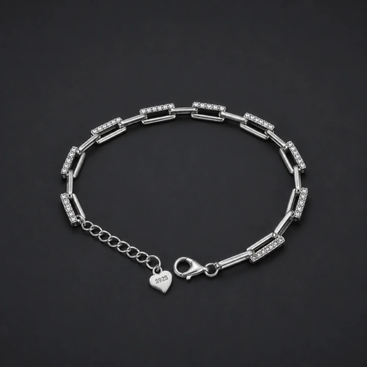 Square Link Diamond Bracelet for Women