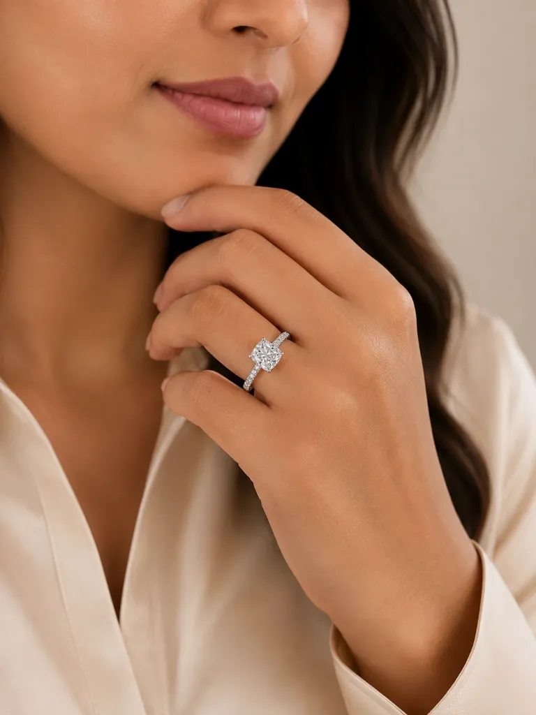 Cubic Solitaire Silver Ring for Women