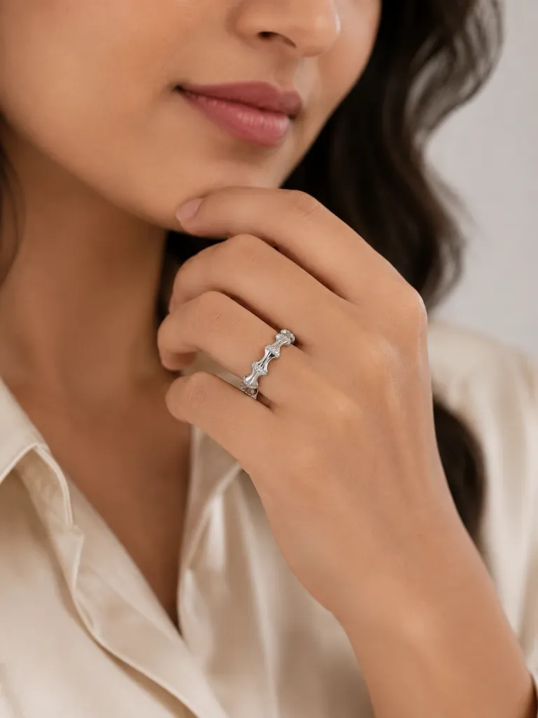 Designer Band Silver Ring for Women