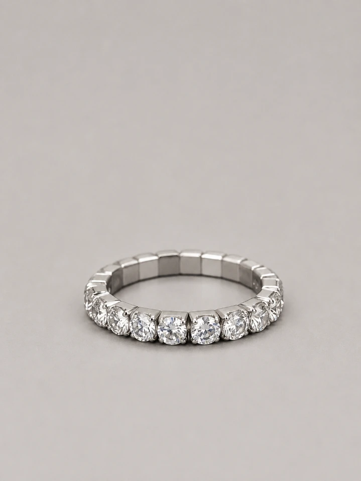 Elegant Silver Diamond Band – 925 Stretchable Woman’s Party Ring