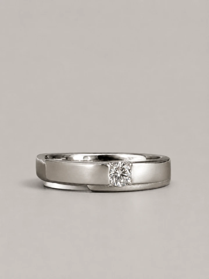 Silver Solitaire Ring for Woman – Matte Finish Elegance
