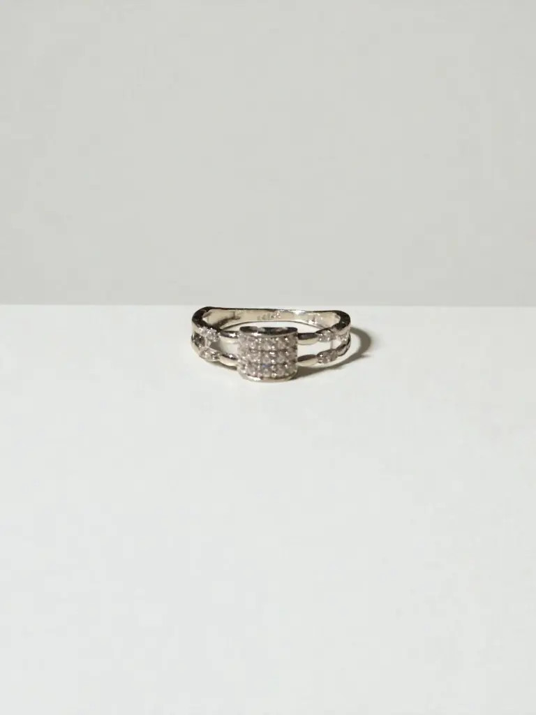 Luxury Silver Unique Rings for Woman
 – Textured Square-Cut Sparkle Finish