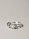 Luxury Silver Unique Rings for Woman
 – Textured Square-Cut Sparkle Finish