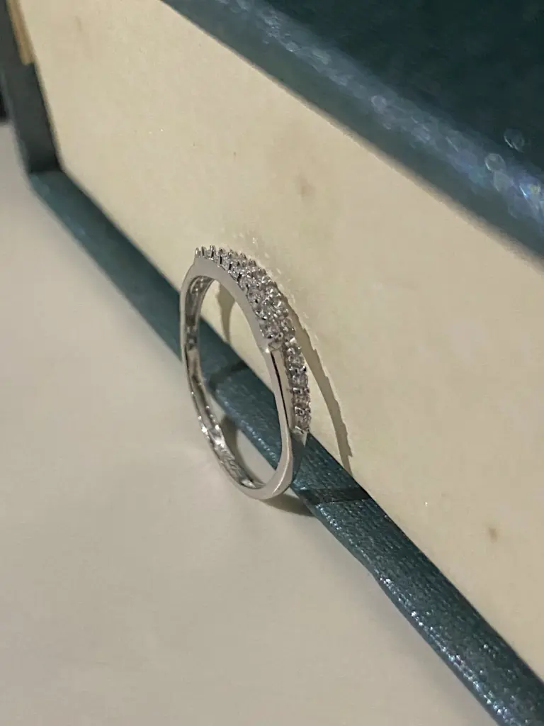 Double Layered Diamond Silver Ring for Women