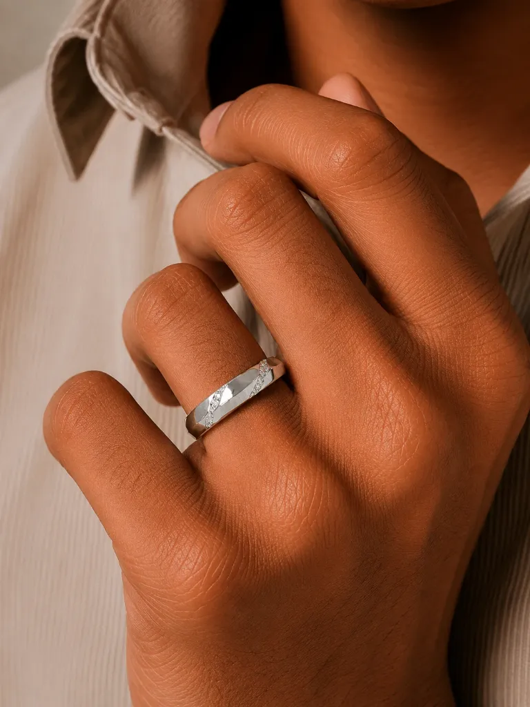 Cross Cut Silver Ring for Men & Women