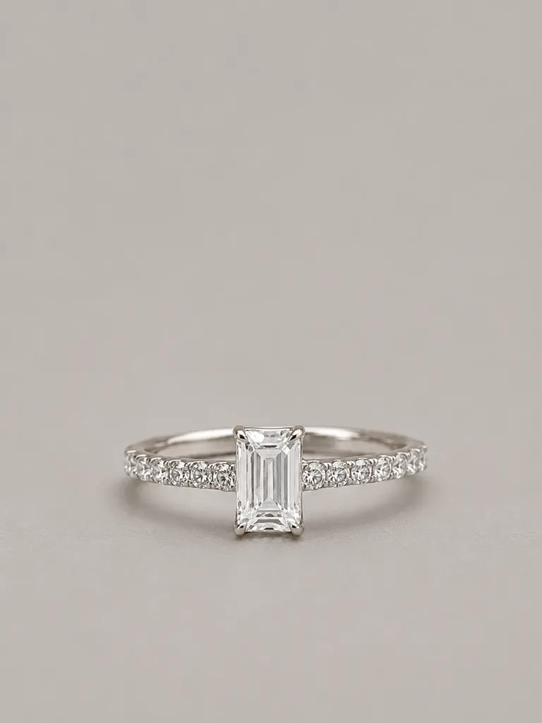 Woman’s Sterling Silver Diamond Solitaire Ring– Minimal Diamond Look