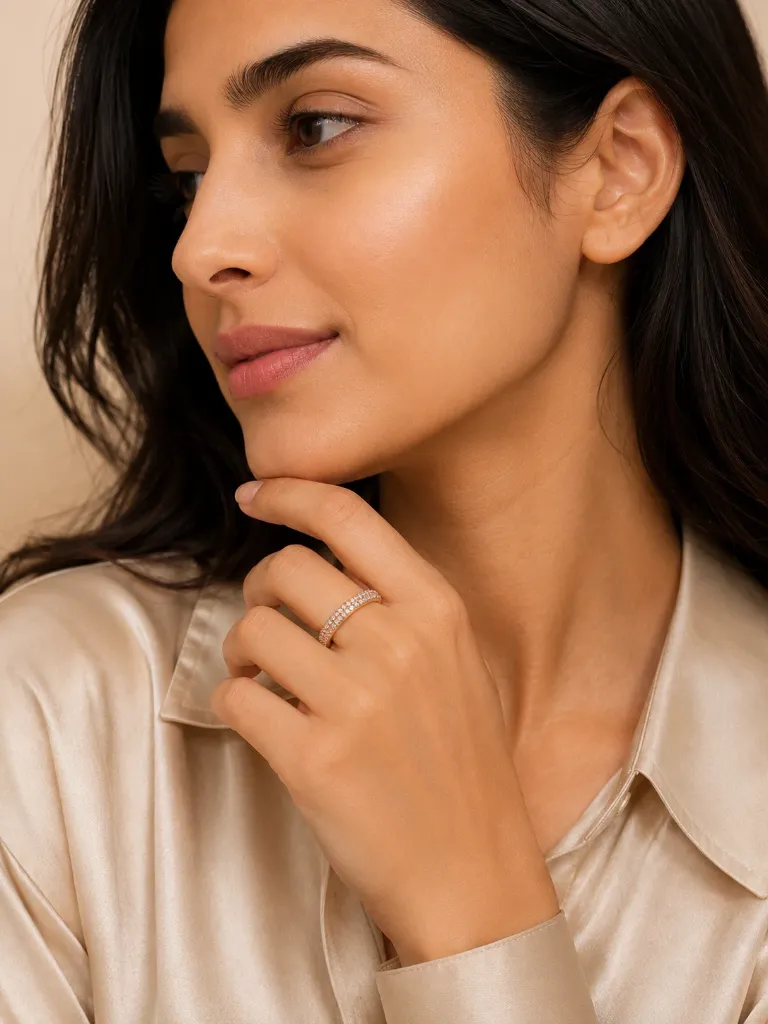 Rose Gold Finish Silver Band Ring for Women