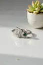 Silver Emerald Solitaire Ring Woman
