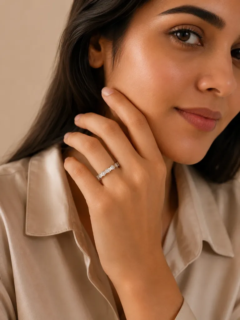 Diamond Flower Band Ring for Woman