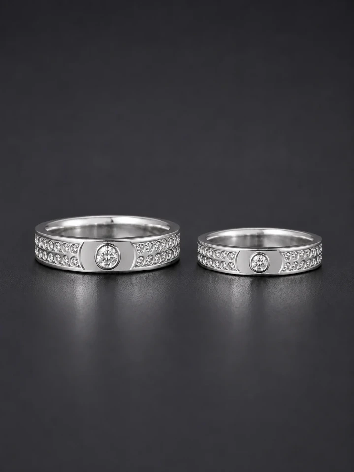 Round Bezel Couple Bands