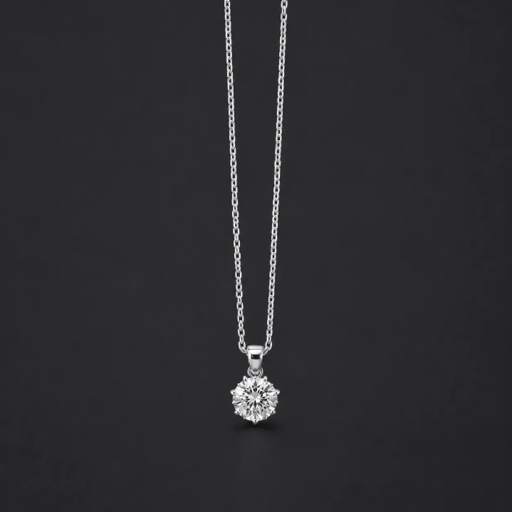 Solitaire Silver Pendant Necklace for Women