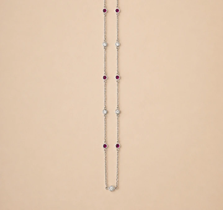 Silver Stone Necklace for Woman – Premium Dokya Chain Design