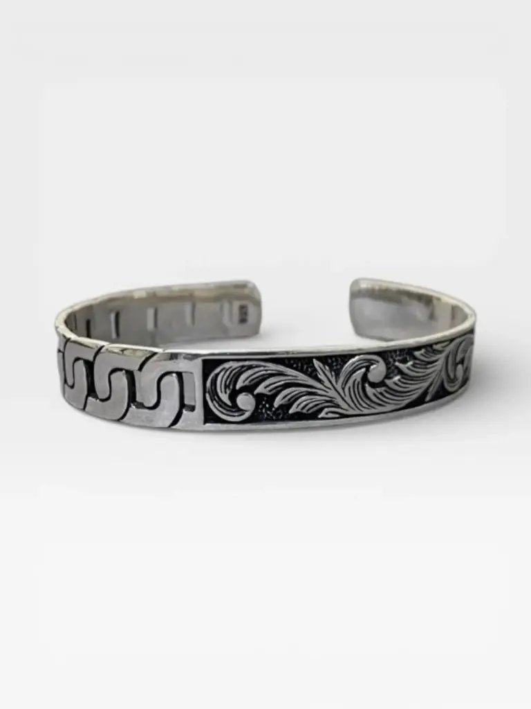 Silver Adjustable Kada for Men – Punjabi Style Cuff Design
