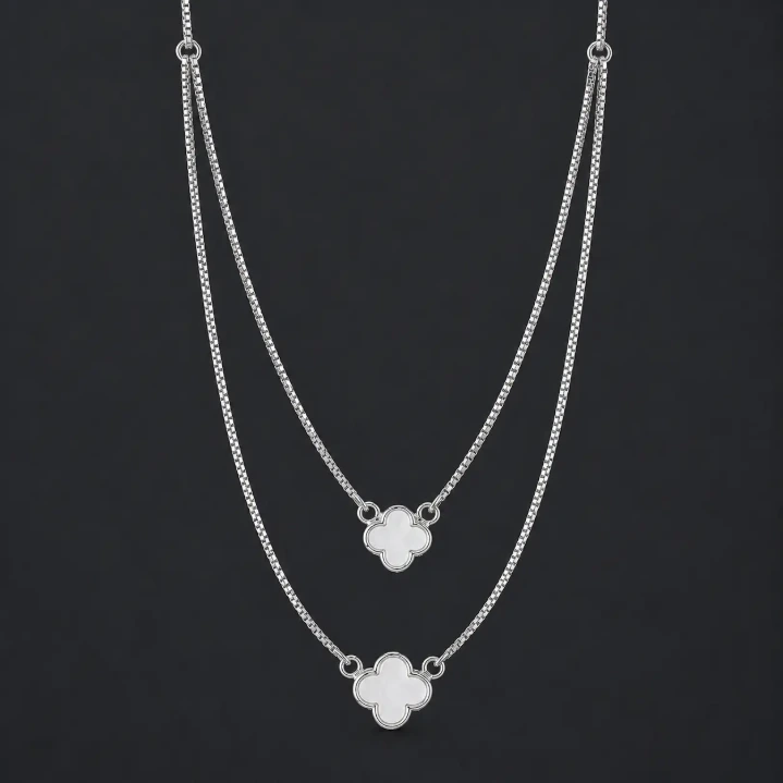 Leaf MOP Pendant Silver Necklace for Women