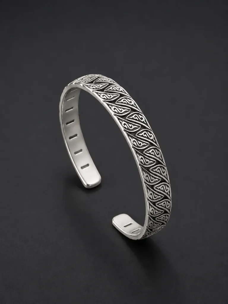 Engraved Oxidised Kada for Men
