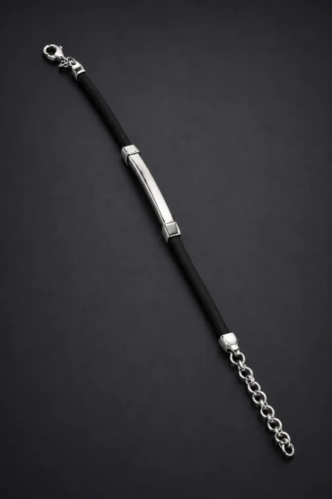 Black Silicone Thin Bracelet for Men