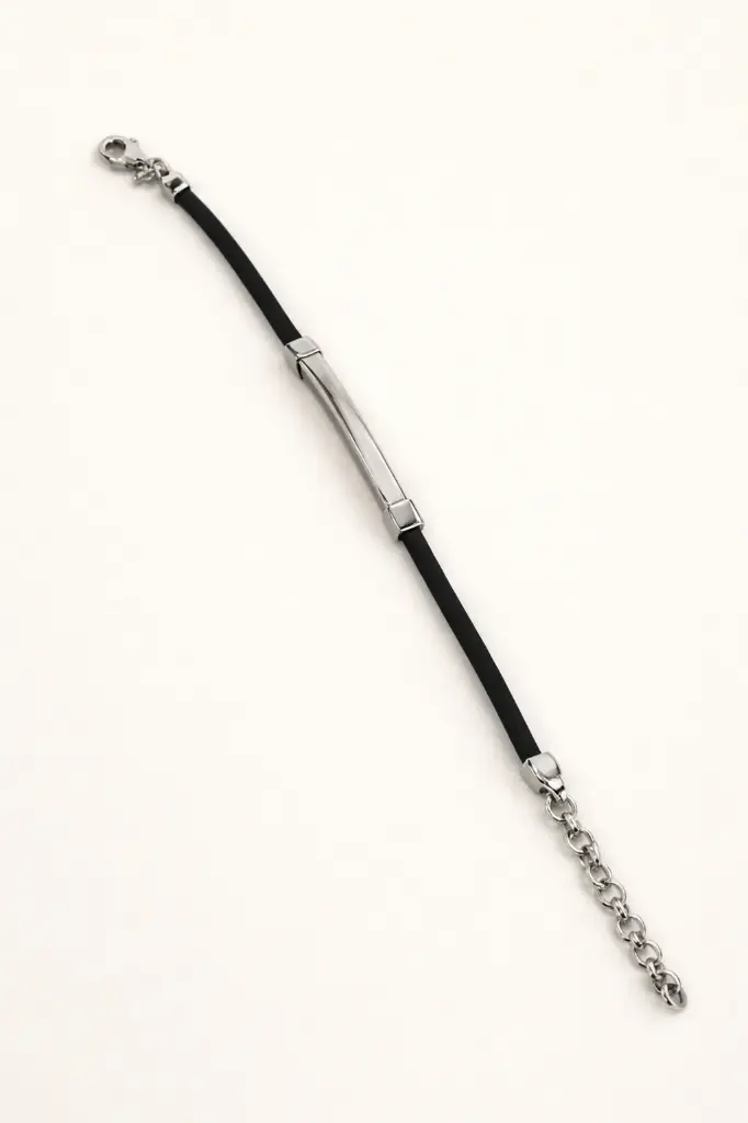 Mens Italian Silver Bracelet – Fancy Black Finish