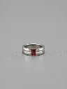 Men's Silver Ring with Red Stone – Bold Minimal Statement