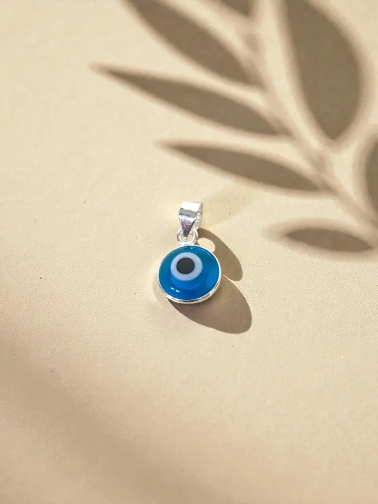 Silver Round Evil Eye Locket for Women's
