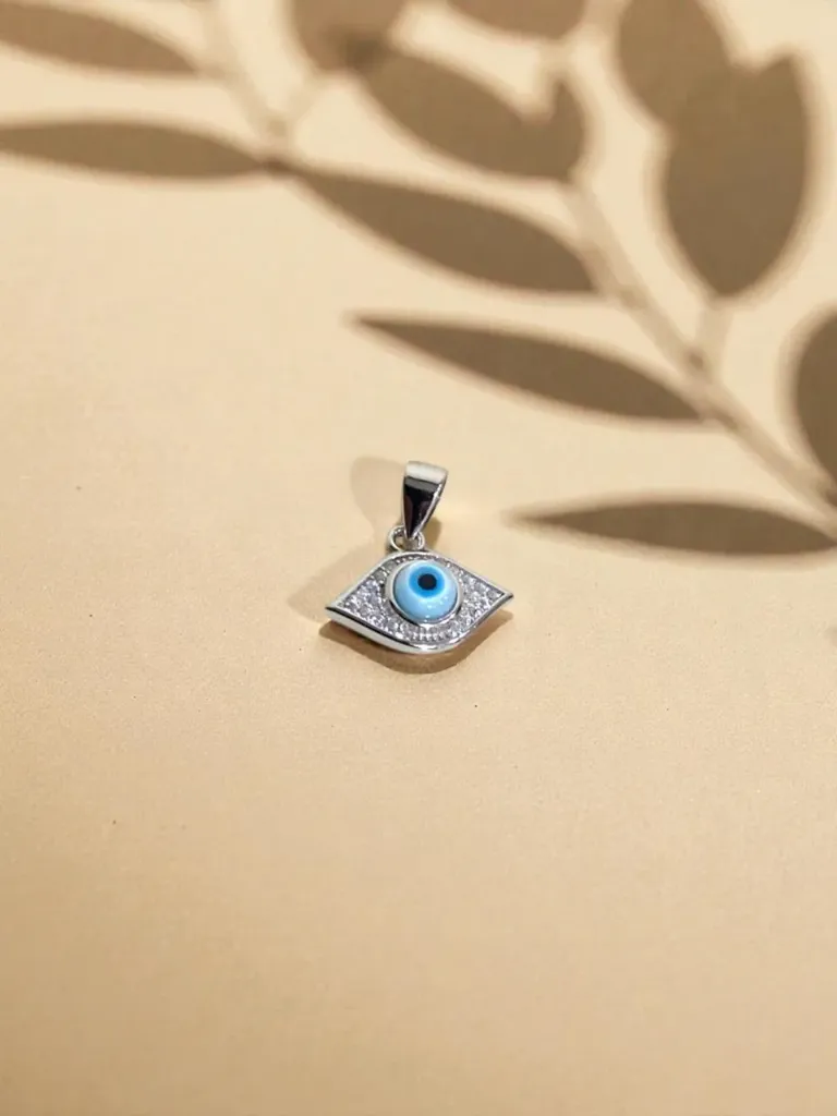 Silver Oval Shape Evil Eye Locket for Women