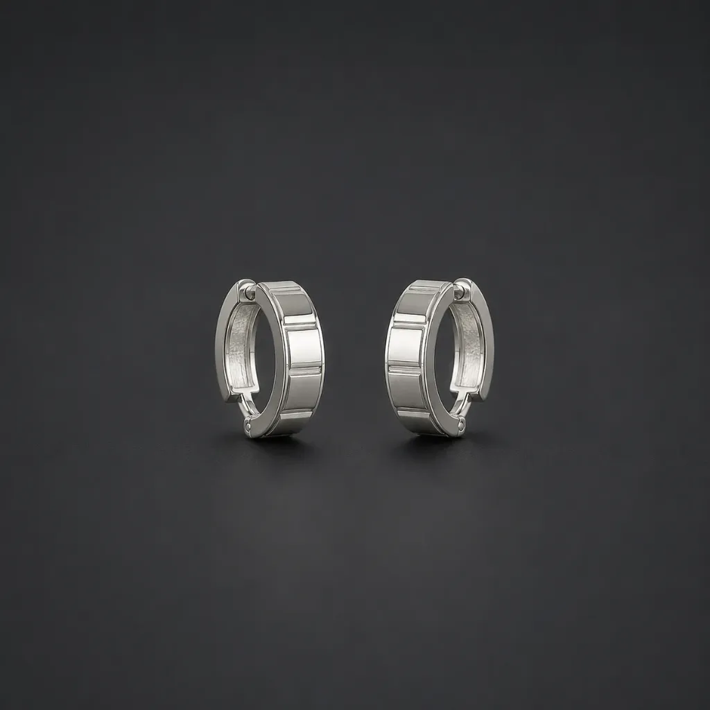Plain Textured Silver Bali Earrings for Men & Women
