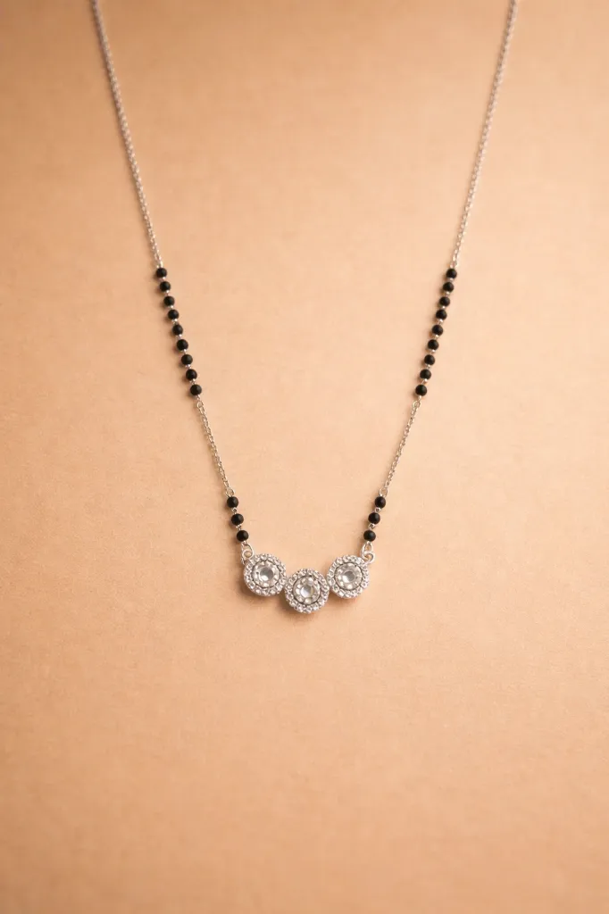 Premium Silver Diamond Pendant Mangalsutra for Everyday Elegance